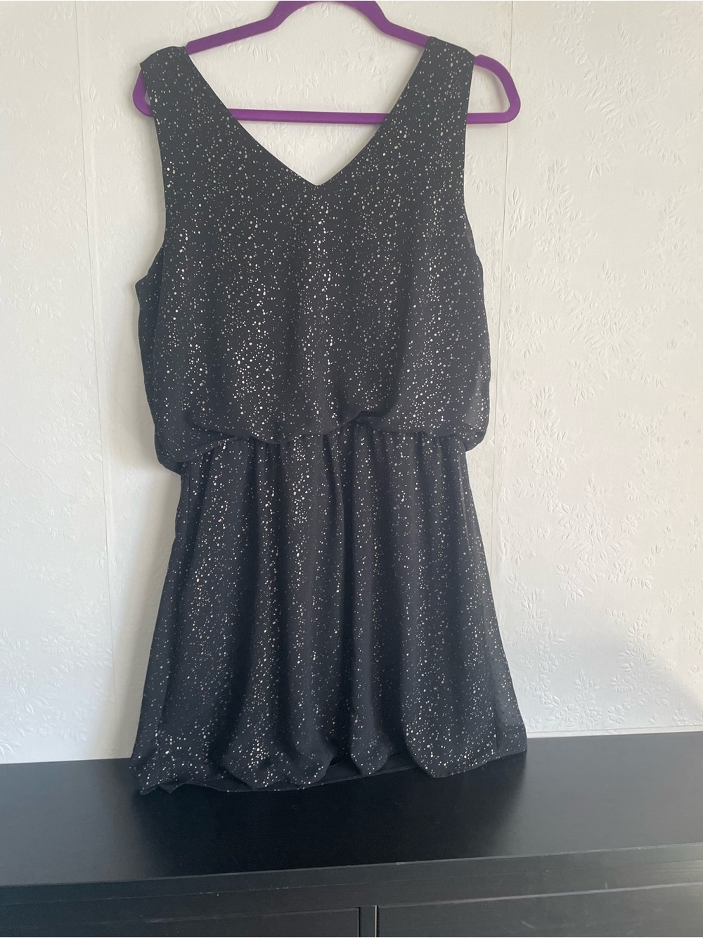 Reitmans Black Sparkle V-Neck Party Dress